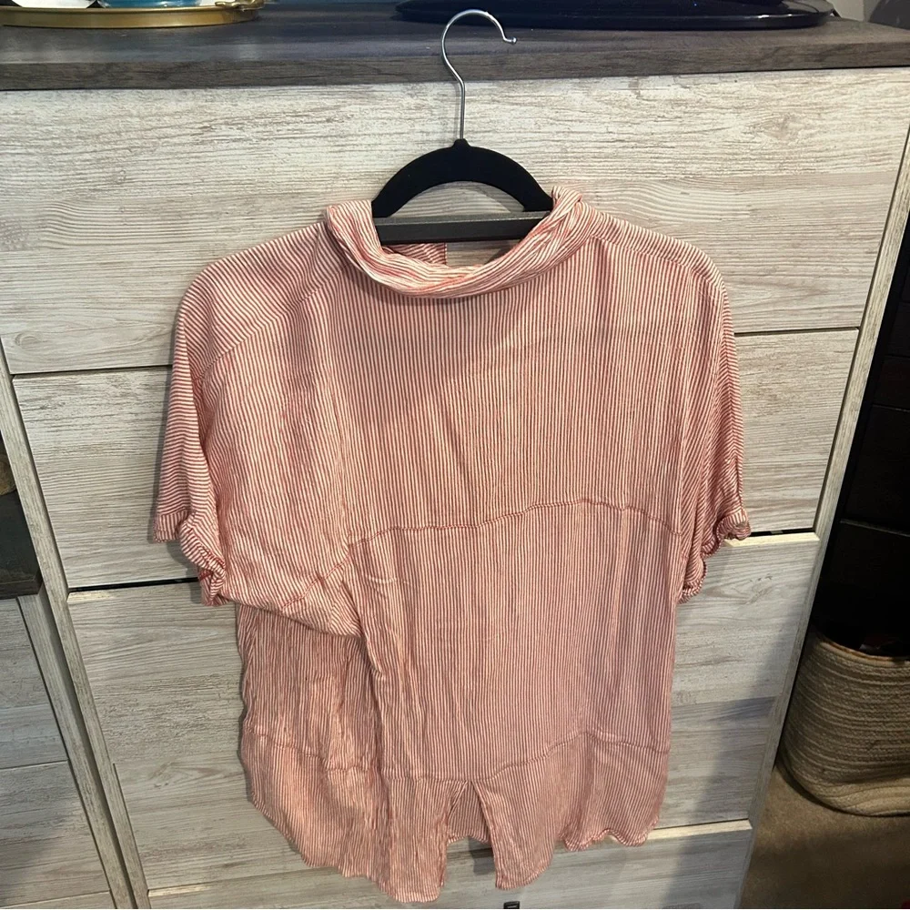 Nine West Babydoll Button Front Pinstripe Flowy Blouse XL - Picture 4 of 4